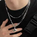 Hip Hop Zircon Star Double Layer Necklace For Men _ Color_ Silver _ Size_ Os.webp