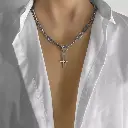 Unbranded Accessories _ Men Women Unisex Chain Choker Cross Star Necklace Stainless Steel Brand New _ Color_ Silver _ Size_ Os.webp