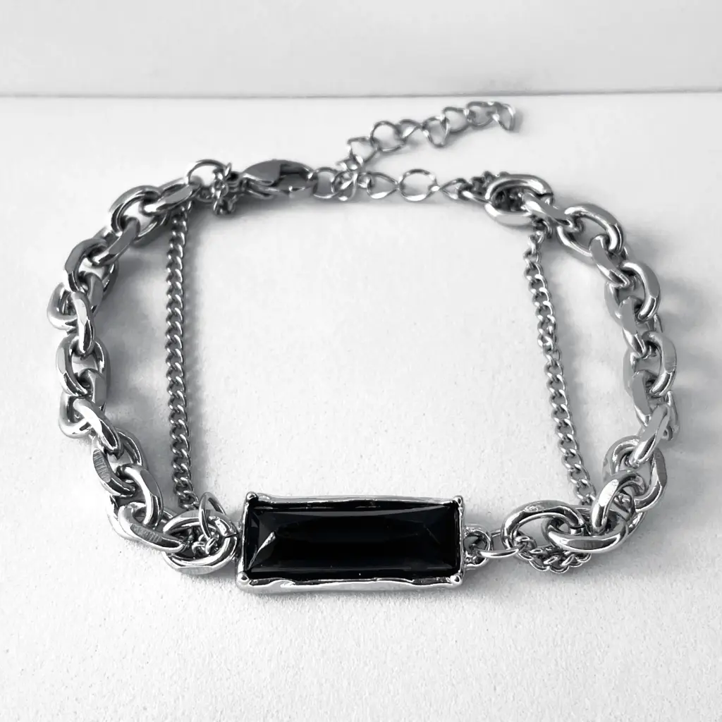 Modern black stone bracelet