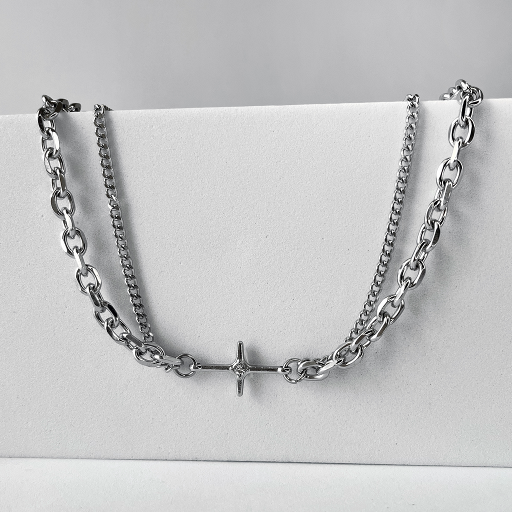 Silver star punk chain