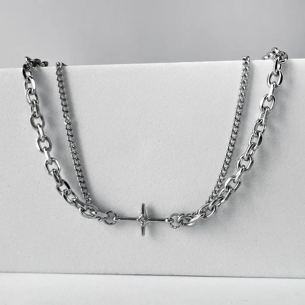 Silver star punk chain