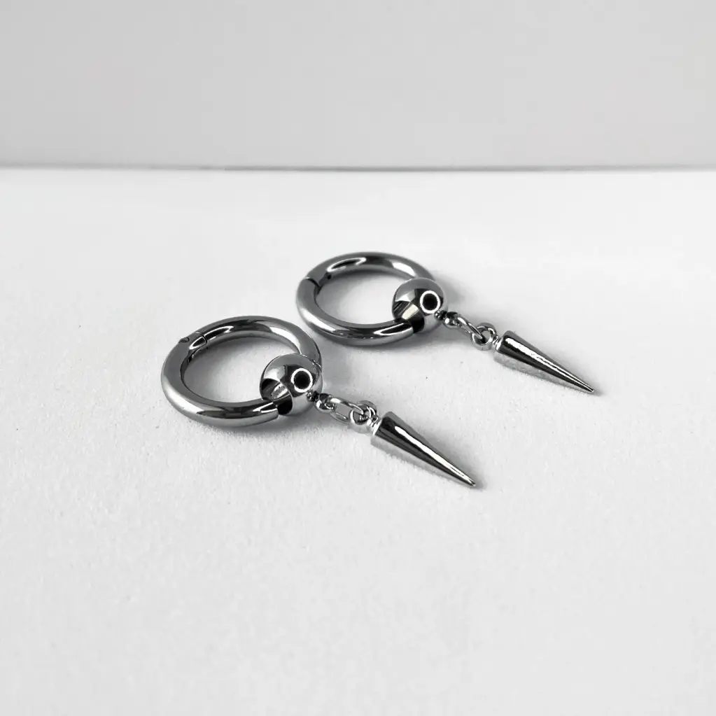 Silver spike earring
