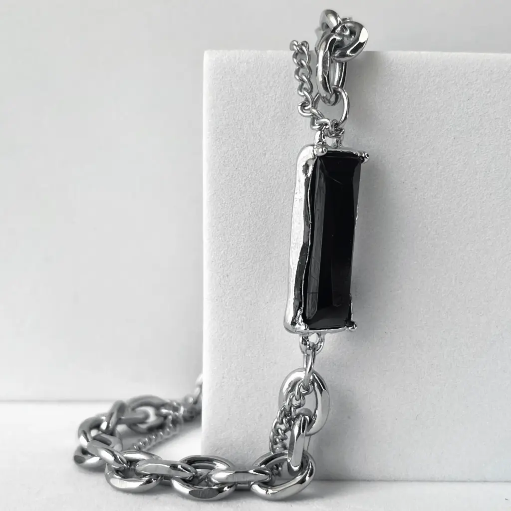 Modern black stone bracelet